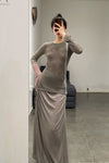SWAYING/KNIT tie-dyed thin wool long-sleeved top SW24SS1T60 green